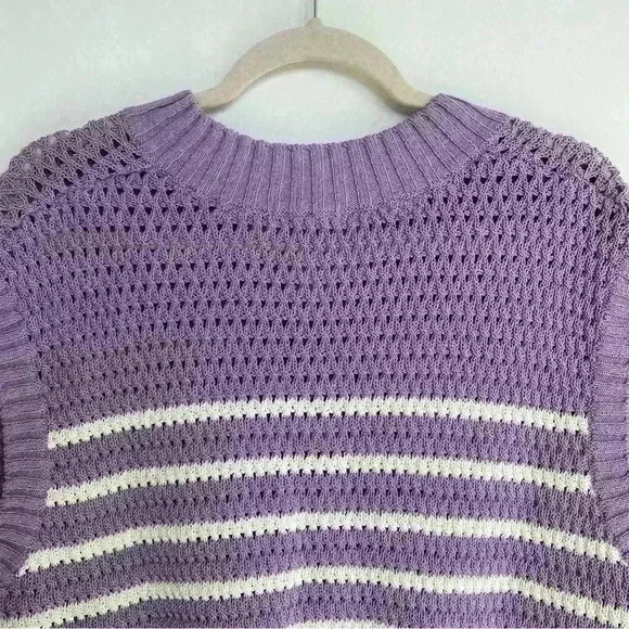 NEW Daze Dayz Eva Knit Vest Purple White Short Sleeve Size S - Picture 4 of 10